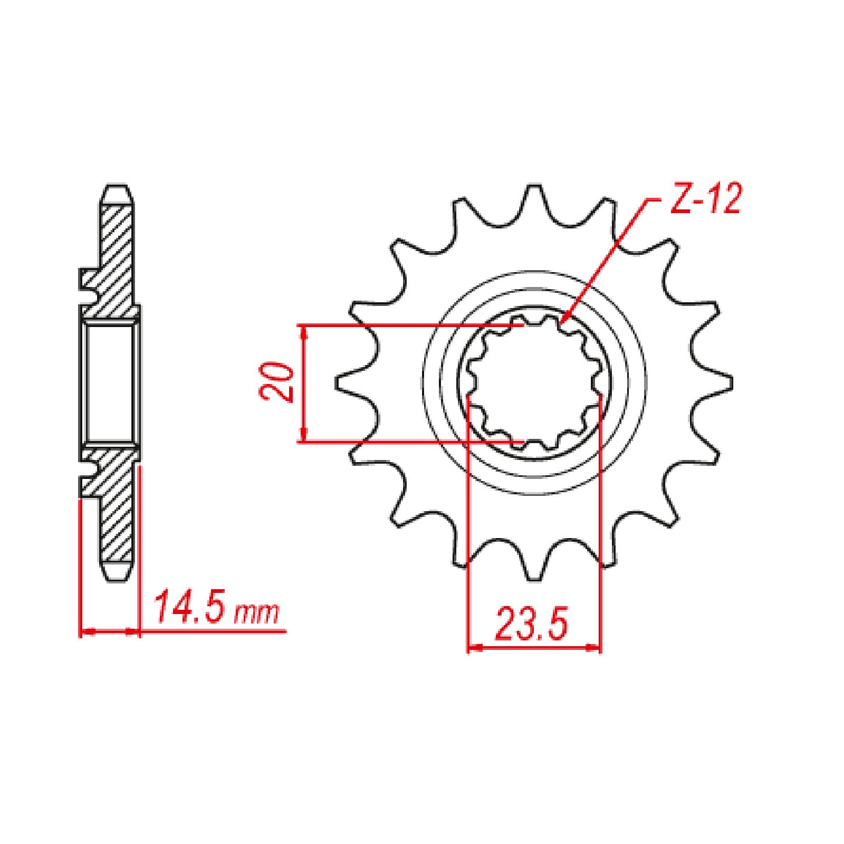 MTX 1345 Steel Front Sprocket #520