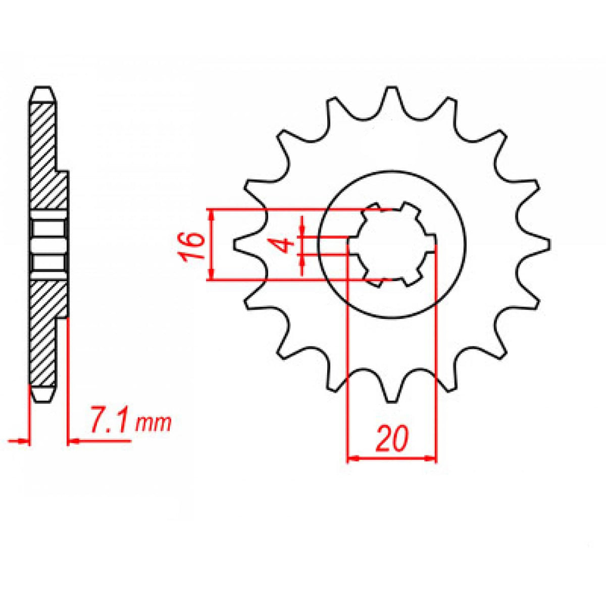 MTX 1407 Steel Front Sprocket #520