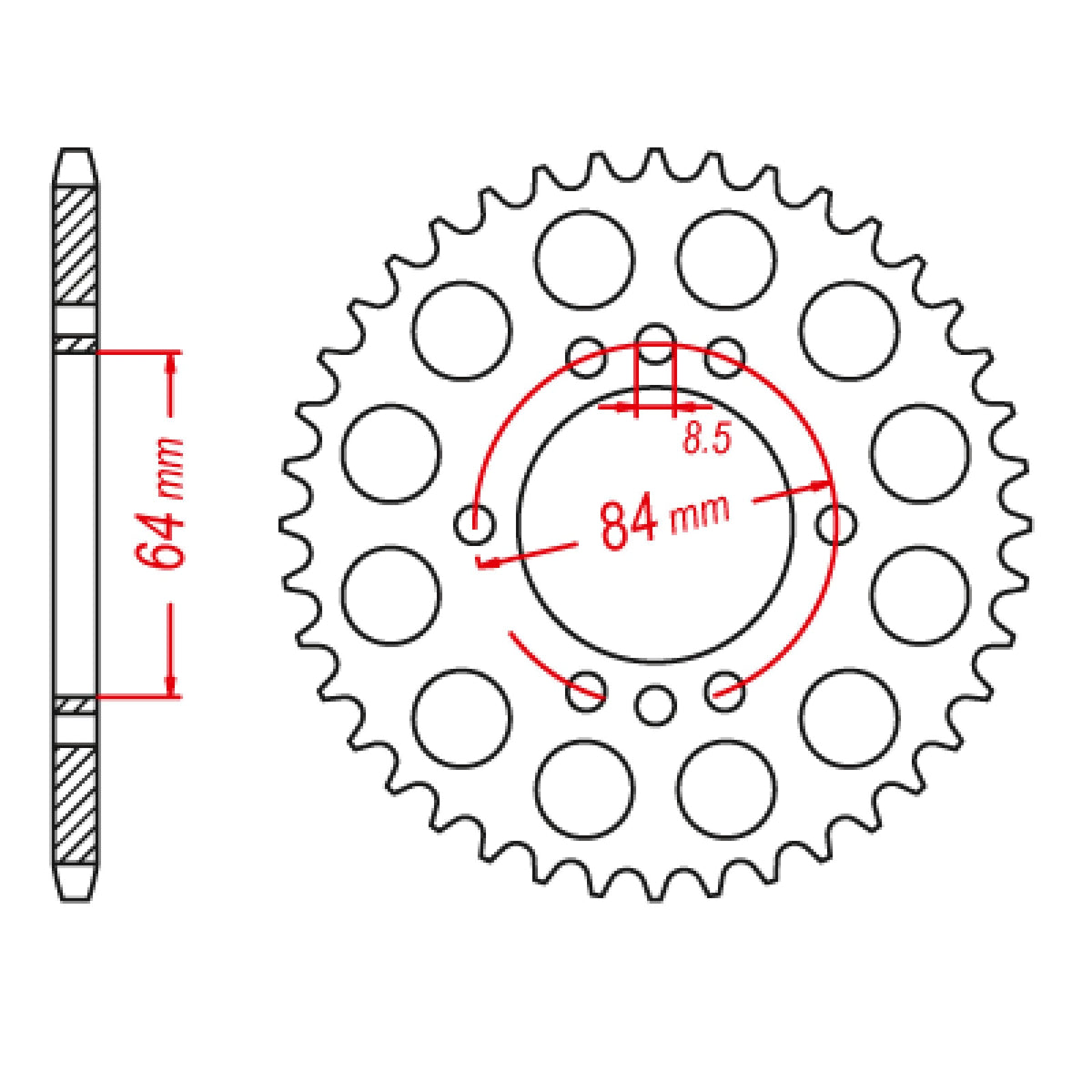 MTX 809/2 Steel Rear Sprocket #428