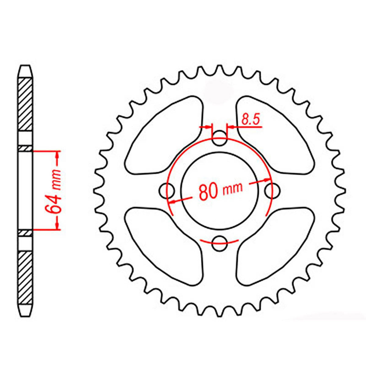 MTX 834 Steel Rear Sprocket #420