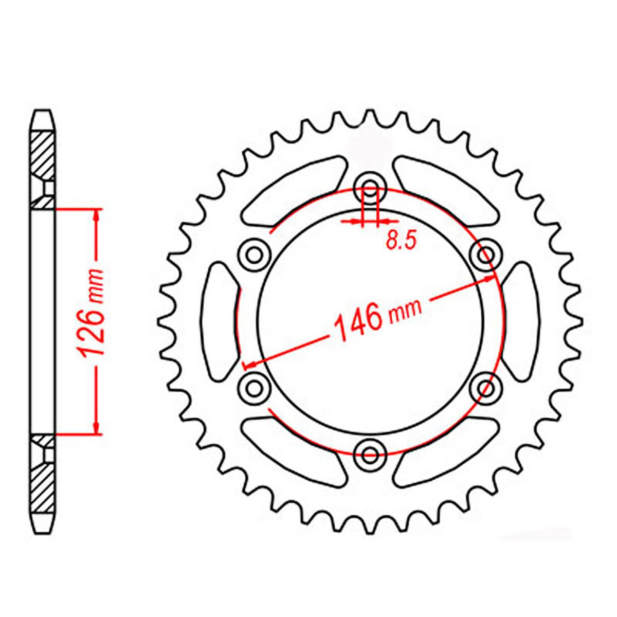 MTX 808 Steel Rear Sprocket #520