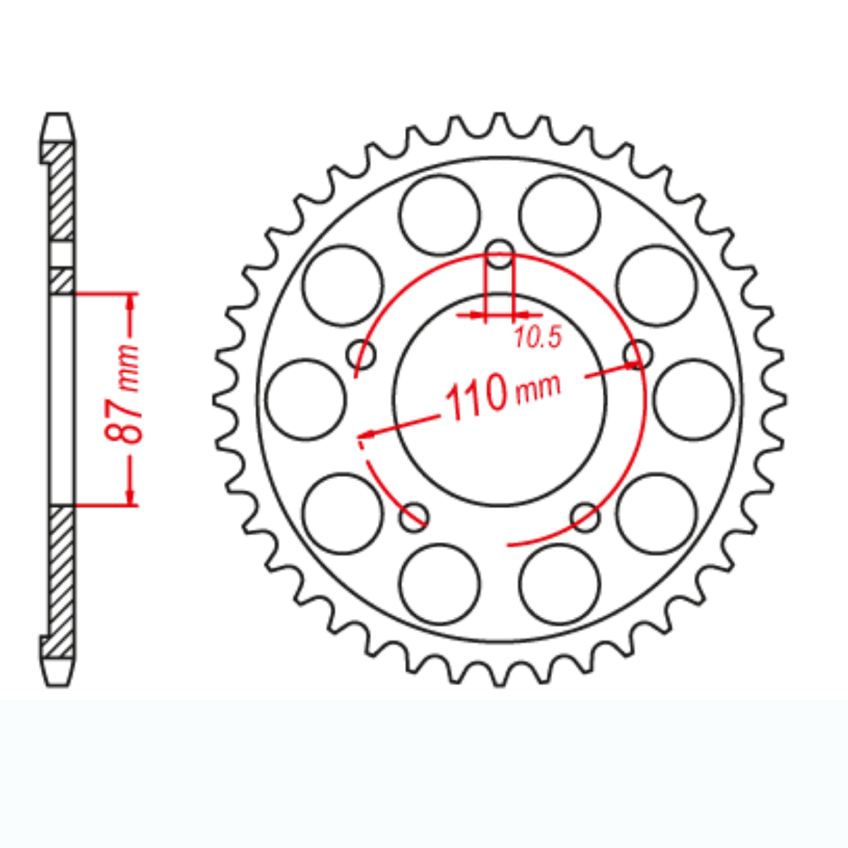 MTX 807 Steel Rear Sprocket #525 - Black