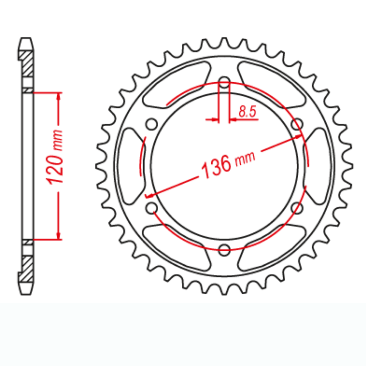 MTX 844 Steel Rear Sprocket #525